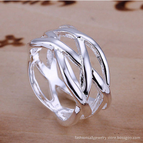 New Women 925 Sterling Silver Filled Net Filigree Fashion Solid Ring
